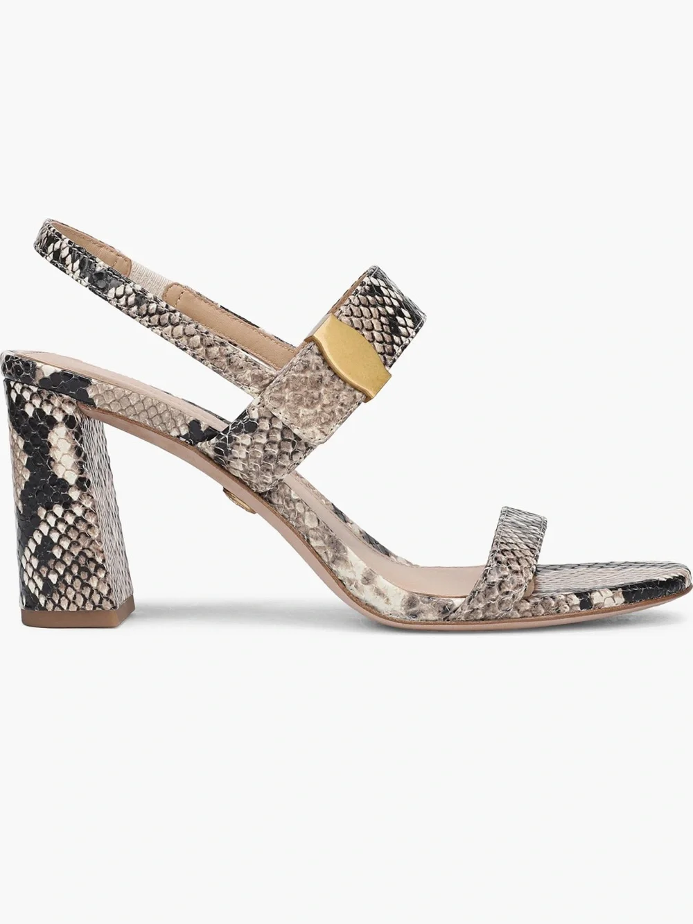 NIB Veronica Beard Genetta Slingback Snake-Print Block Heel